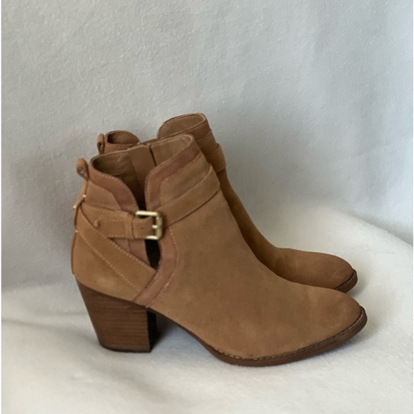 Sam Edelman Size 8 1/2M Caramel /Tan Suede Booties - Picture 3 of 16